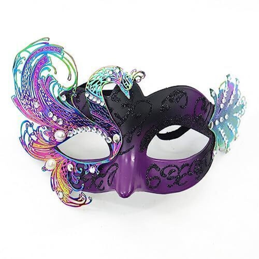 9949 Masquerade Mask Metal Rhinestone Venetian Halloween Christmas Evening